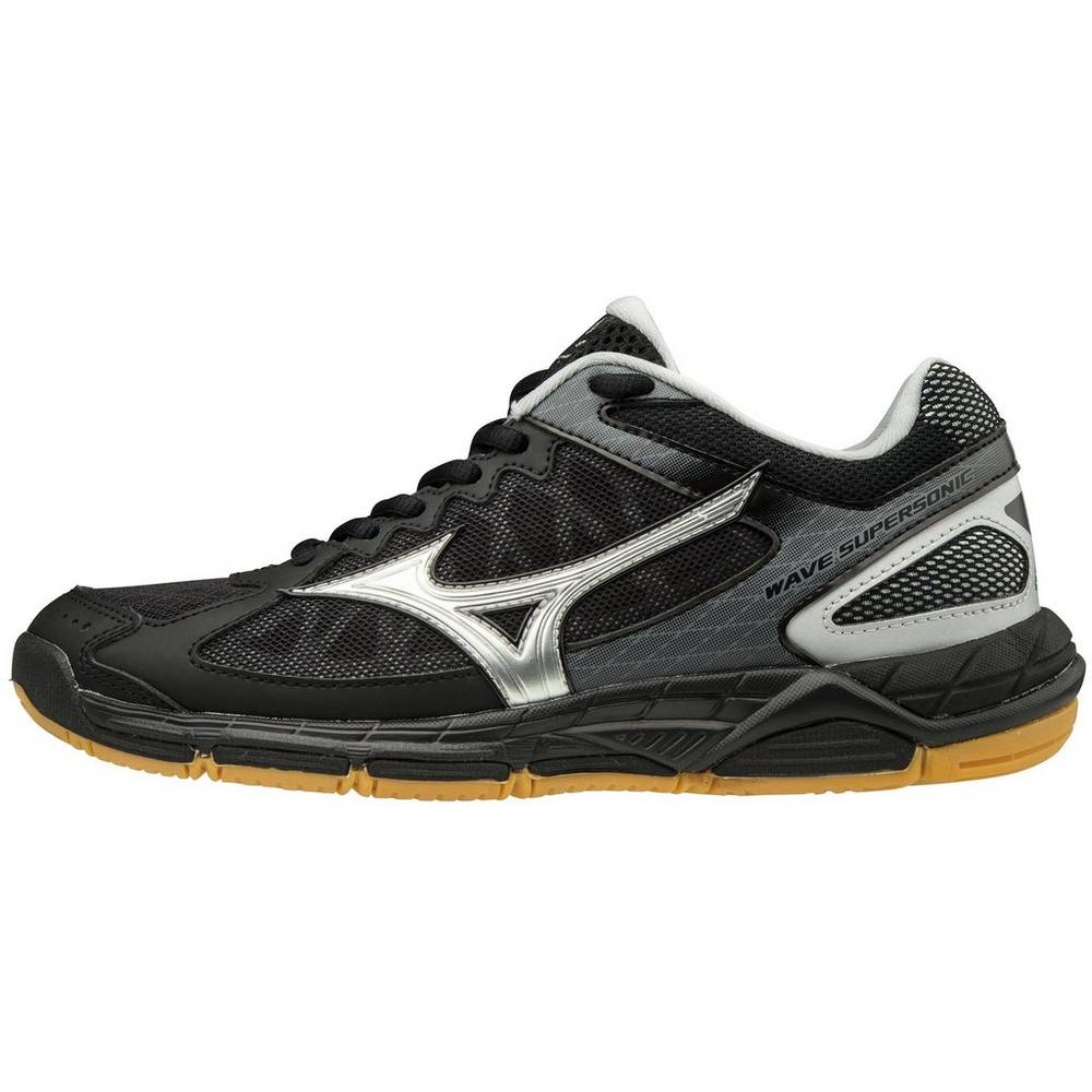Damske Volejbalove Tenisky Mizuno Wave Supersonic Čierne/Strieborne Vypredaj LNHI95280